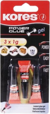 Pillanatragasztó gél, 3x1 g, KORES "Power Glue Gel"