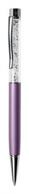 Golyóstoll, orgonalila, felül fehér SWAROVSKI® kristályokkal töltve, 14 cm, ART CRYSTELLA®