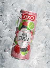 Üdítőital, szénsavas, 250 ml, XIXO "Pink Lemonade", eper és lime